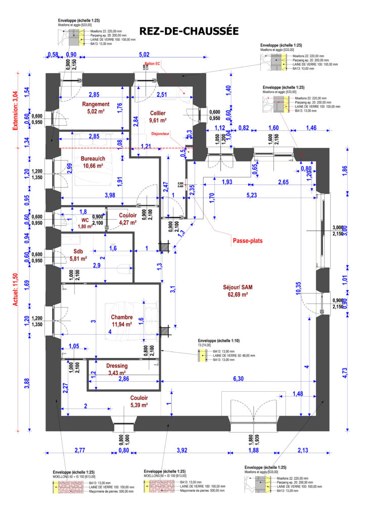 Plan Rénovation complète d’un ancien corps de ferme à Soulignonne (17)