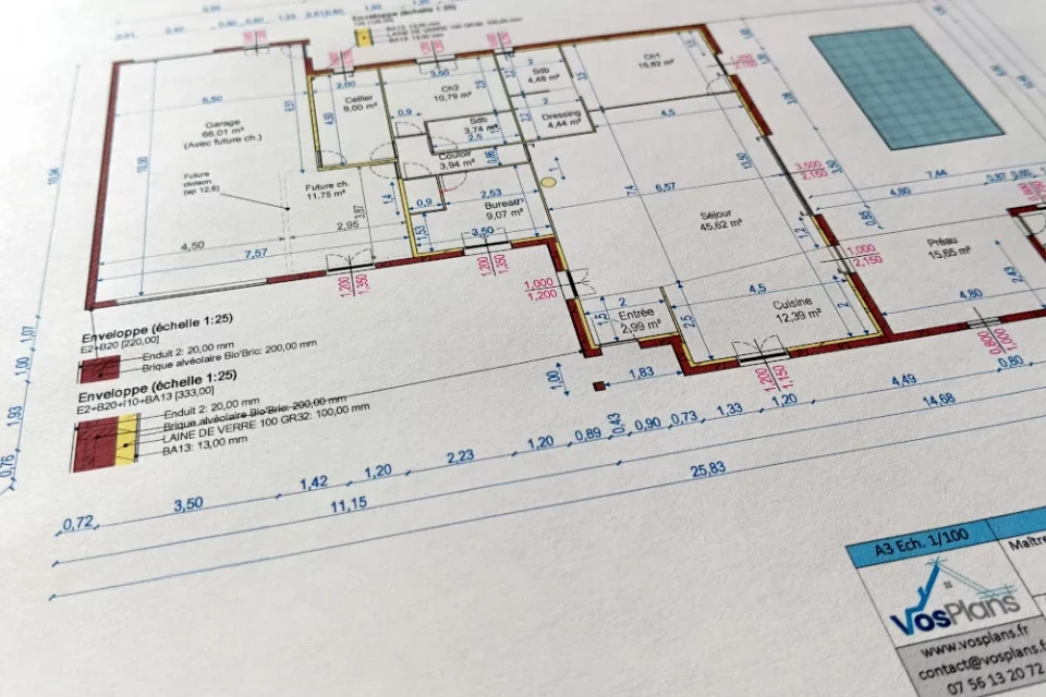 plan intérieur maison, plan permis de construire, maison individuelle