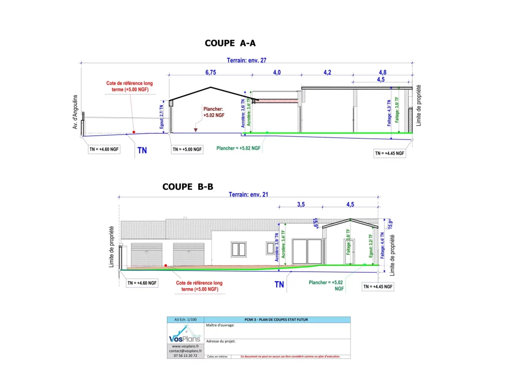 Plan de coupe permis de construire pc3 dp3 vosplans