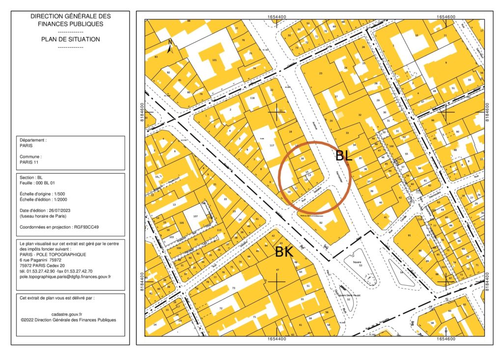 plan de situation DP1, plan de cadastre, VosPlans