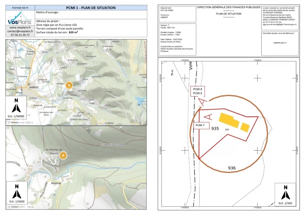 plan de situation du permis de construire PCMI1 PC1, VosPlans